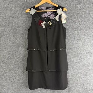 Desigual Womens Black Layered Sleeveless Dress Size 40 US Medium Patchwork Neck